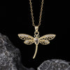 Wholesale Copper Zircon Electroplated Gold Dragonfly Pendant Necklace For Women Minimalist Animal Style
