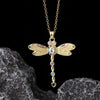 Wholesale Copper Zircon Electroplated Gold Dragonfly Pendant Necklace For Women Minimalist Animal Style