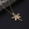 Wholesale Copper Zircon Electroplated Gold Dragonfly Pendant Necklace For Women Minimalist Animal Style