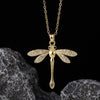 Wholesale Copper Zircon Electroplated Gold Dragonfly Pendant Necklace For Women Minimalist Animal Style