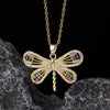 Wholesale Copper Zircon Electroplated Gold Dragonfly Pendant Necklace For Women Minimalist Animal Style