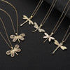 Wholesale Copper Zircon Electroplated Gold Dragonfly Pendant Necklace For Women Minimalist Animal Style