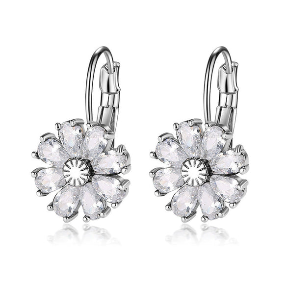 Wholesale Copper Zircon Flower Earrings For Women