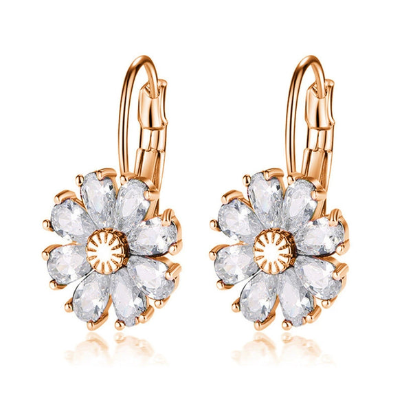 Wholesale Copper Zircon Flower Earrings For Women