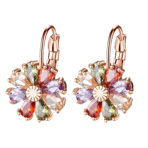 Wholesale Copper Zircon Flower Earrings For Women