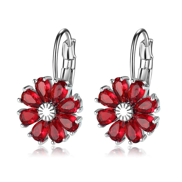 Wholesale Copper Zircon Flower Earrings For Women
