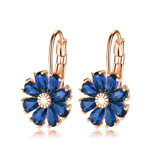 Wholesale Copper Zircon Flower Earrings For Women