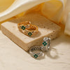 Wholesale Copper Zircon Geometric Round Four Leaf Flower Women's Earrings