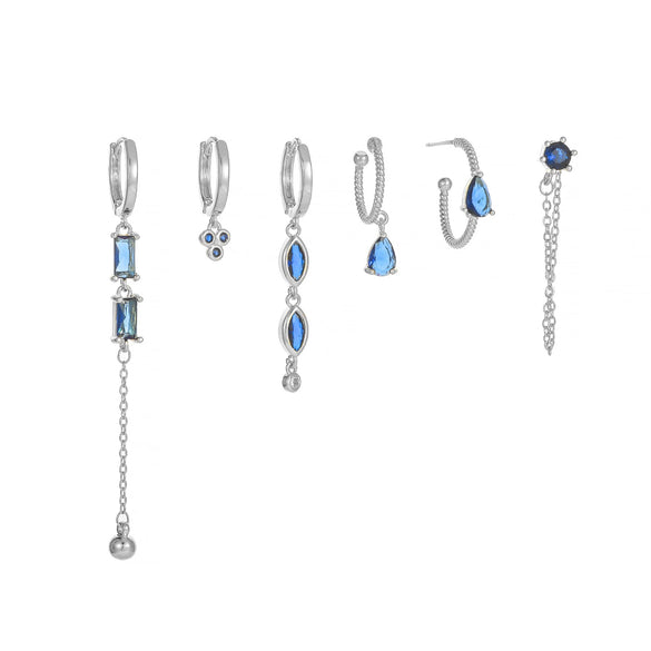 Wholesale Copper Zircon Geometric Tassel Earrings Set For Women Light Luxury Niche Style
