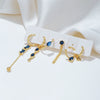 Wholesale Copper Zircon Geometric Tassel Earrings Set For Women Light Luxury Niche Style