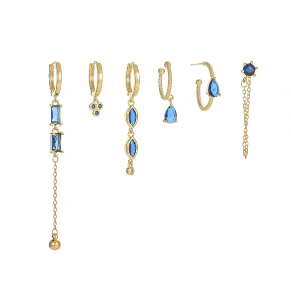 Wholesale Copper Zircon Geometric Tassel Earrings Set For Women Light Luxury Niche Style