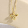 Wholesale Copper Zircon Inlaid Bow Pendant Ochain Necklace For Women Sweet Style Jewelry
