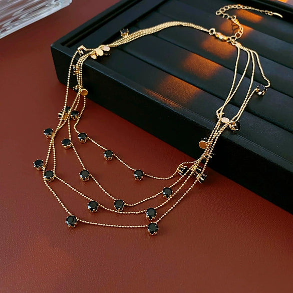 Wholesale Copper Zirconia Geometric Multilayered Clavicle Necklace For Women