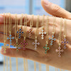Wholesale Copper Zirconium December Birthstone Cross Pendant Necklace With Ochain And Electroplating