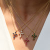 Wholesale Copper Zirconium December Birthstone Cross Pendant Necklace With Ochain And Electroplating
