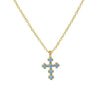 Wholesale Copper Zirconium December Birthstone Cross Pendant Necklace With Ochain And Electroplating