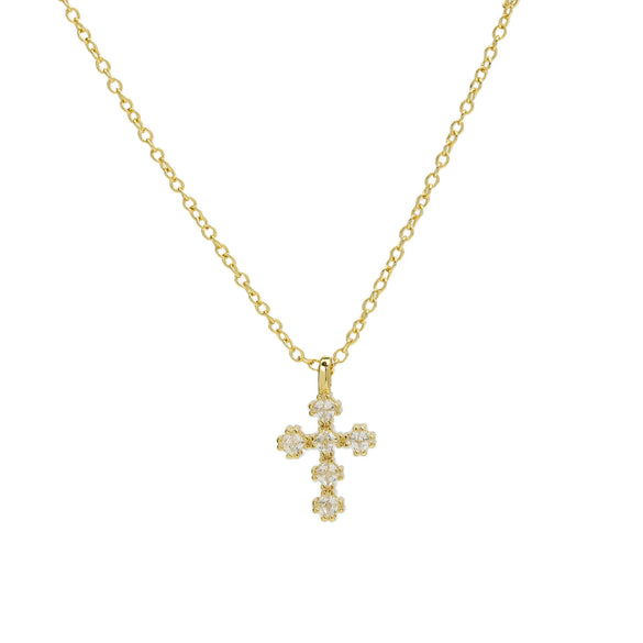 Wholesale Copper Zirconium December Birthstone Cross Pendant Necklace With Ochain And Electroplating