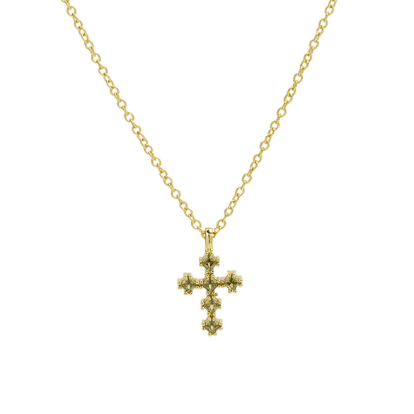 Wholesale Copper Zirconium December Birthstone Cross Pendant Necklace With Ochain And Electroplating