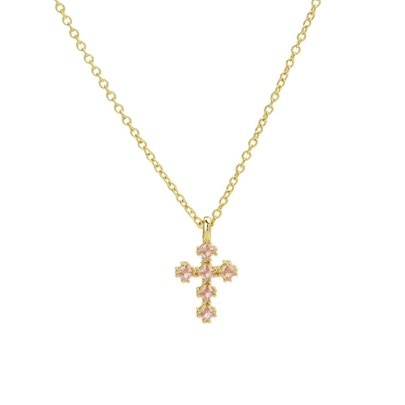 Wholesale Copper Zirconium December Birthstone Cross Pendant Necklace With Ochain And Electroplating