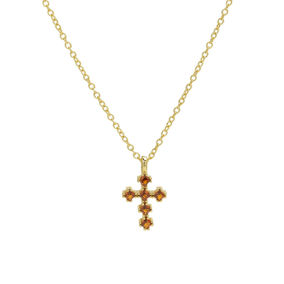 Wholesale Copper Zirconium December Birthstone Cross Pendant Necklace With Ochain And Electroplating
