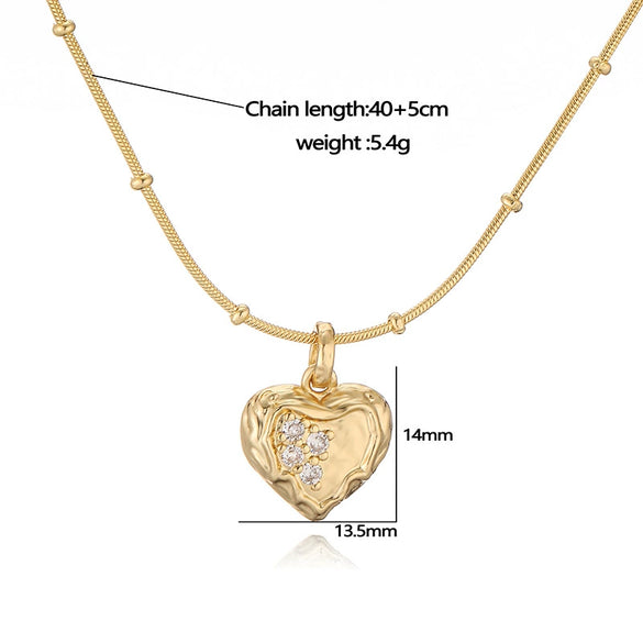 Wholesale Copper Zirconium Pleated Love Fivepointed Star Women's Necklace Bead Chain Clavicle Chain