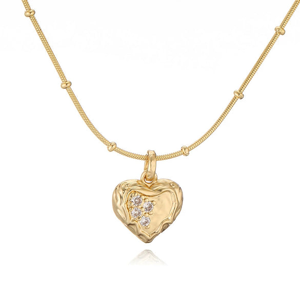 Wholesale Copper Zirconium Pleated Love Fivepointed Star Women's Necklace Bead Chain Clavicle Chain