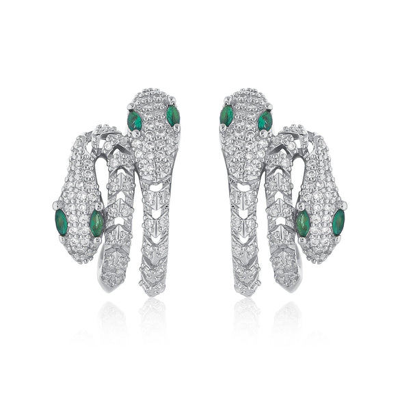 Wholesale Copperplated Animal Snakeshaped Earrings With Emerald Zircon For Unisex Highend Retro Design