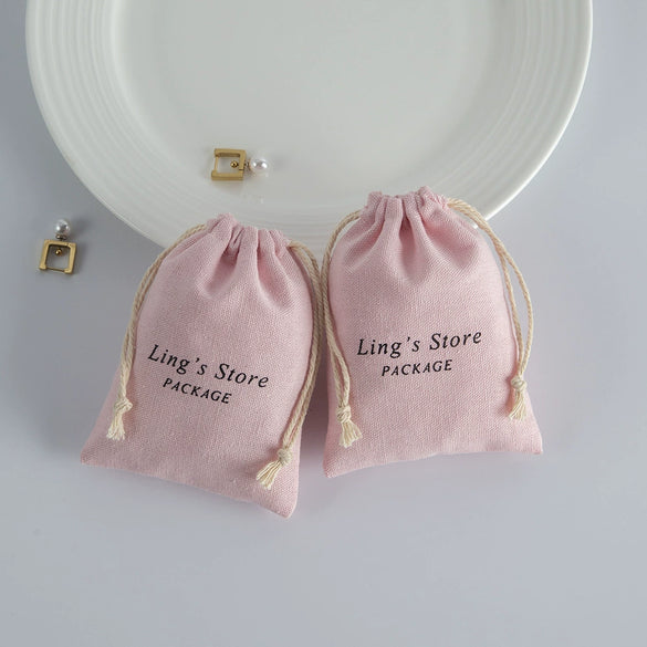 Wholesale Cotton Flannel Drawstring Storage Bag For Jewelry Packaging With Printed Logo