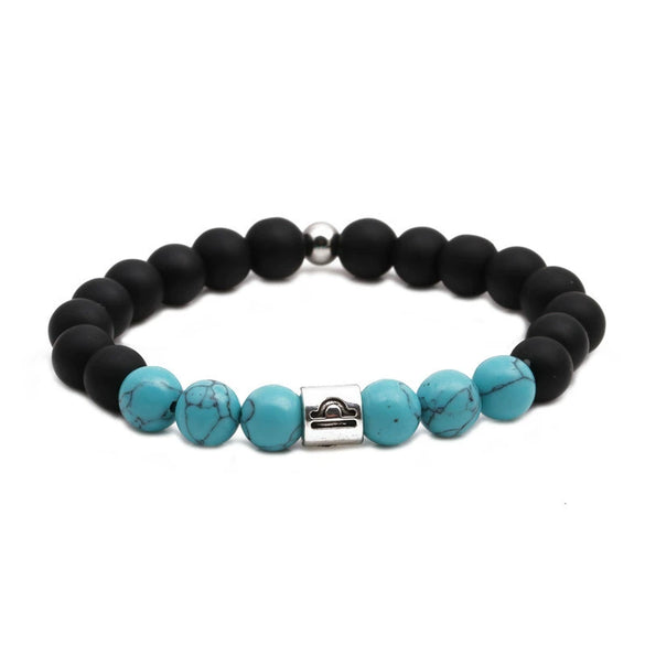 Wholesale Couple Bracelet Natural Stone Constellation Pattern Black Frosted