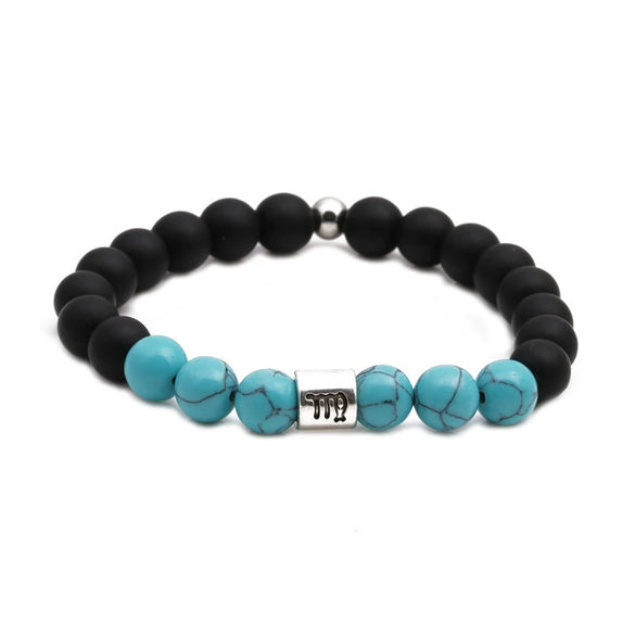 Wholesale Couple Bracelet Natural Stone Constellation Pattern Black Frosted