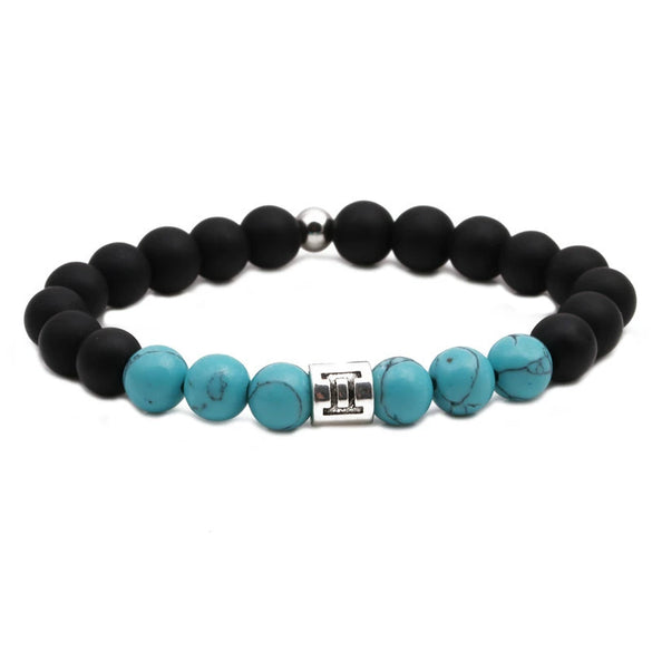 Wholesale Couple Bracelet Natural Stone Constellation Pattern Black Frosted