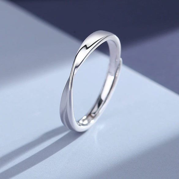 Wholesale Couple Geometric Diamond Micro Inlaid S925 Sterling Silver Mobius Rings