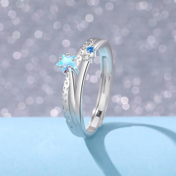 Wholesale Couple Geometric Epoxy Niche Style S925 Sterling Silver Rings