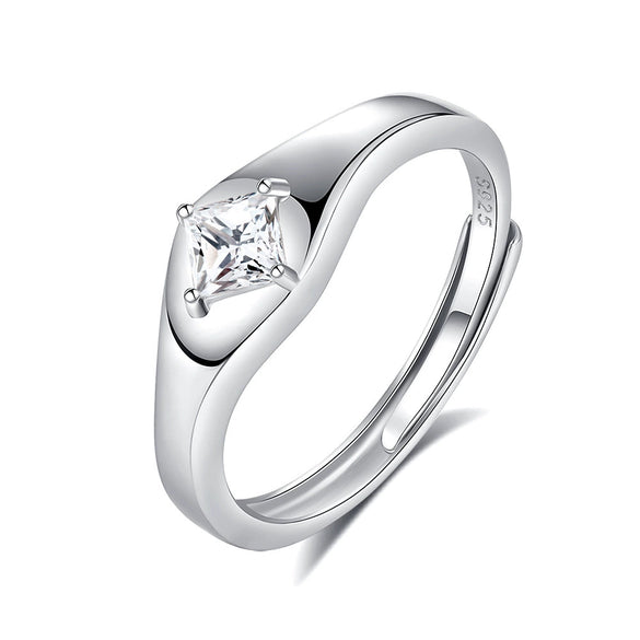 Wholesale Couple Love Ring 925 Silver Geometric Design With Diamond