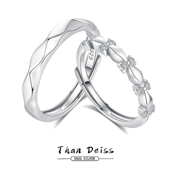 Wholesale Couple Love Ring 925 Silver Rhombus Geometric Design