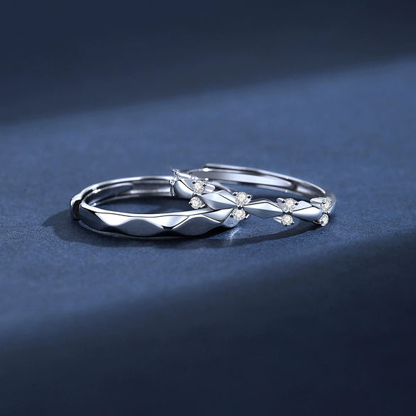 Wholesale Couple Love Ring 925 Silver Rhombus Geometric Design