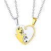 Wholesale Couple Necklace Titanium Steel Cat Hug Heart Electroplating Design