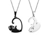 Wholesale Couple Necklace Titanium Steel Cat Hug Heart Electroplating Design