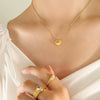 Wholesale Couple Necklace 316L Stainless Steel Heart Shaped Plated Gold