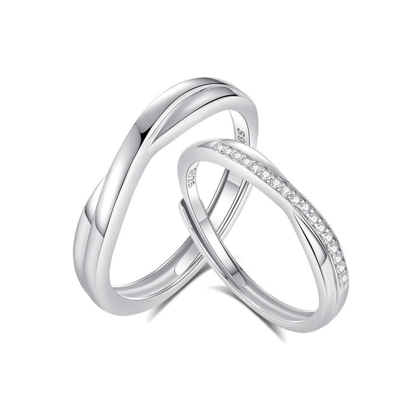 Wholesale Couple Open Mobius Ring 925 Sterling Silver Geometric Style