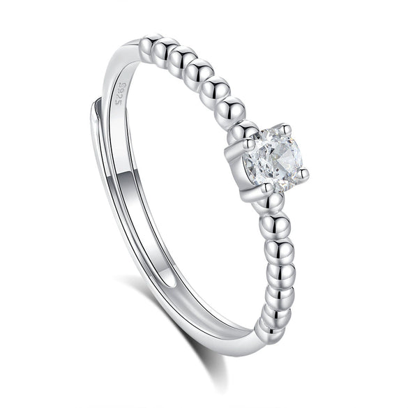 Wholesale Couple Open Ring 925 Silver High Sense Geometric Single Diamond