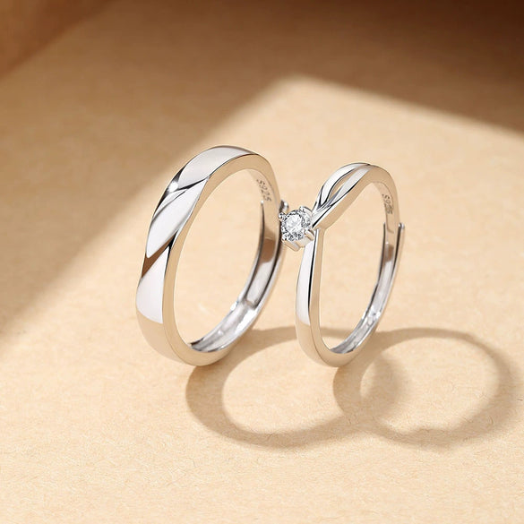 Wholesale Couple Opening Ring 925 Sterling Silver Meteor Galaxy Wave Diamond Style