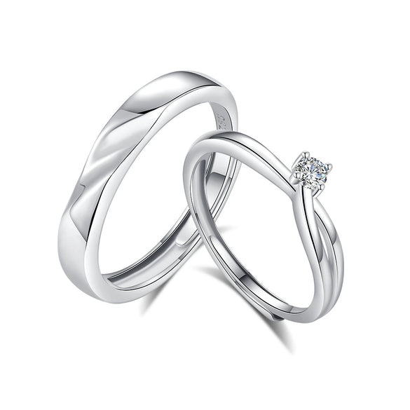 Wholesale Couple Opening Ring 925 Sterling Silver Meteor Galaxy Wave Diamond Style