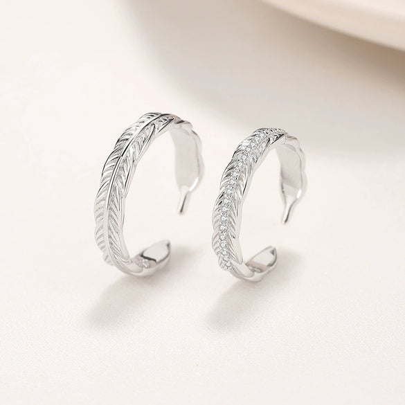 Wholesale Couple Pair Ring 925 Silver Angel Feather Style With Diamond Design