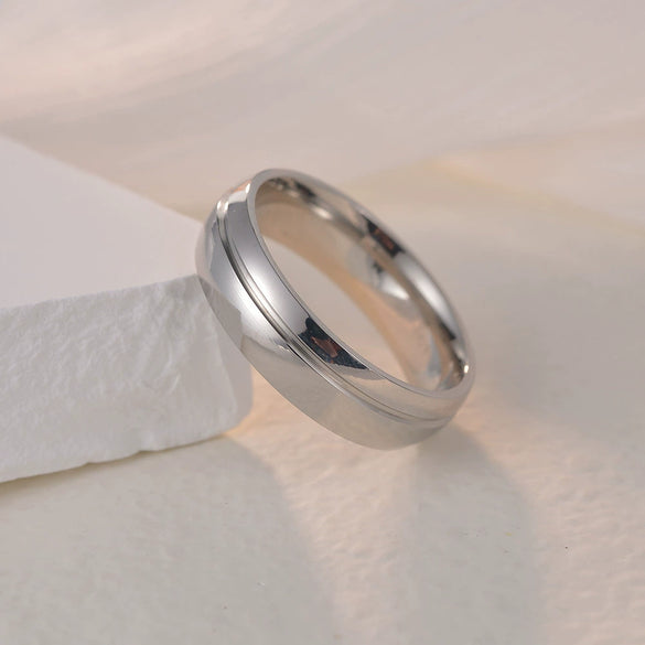 Wholesale Couple Pair Ring Titanium Steel Double Color Diamond Geometric Electroplated Wedding Jewelry