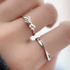 Wholesale Couple Pair 925 Silver Heart Knot Entangled Bow Open Ring With Electroplating Design