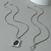 Wholesale Couple Pendant Necklace Alloy Heart Geometric Electroplating Square Pearl Chain