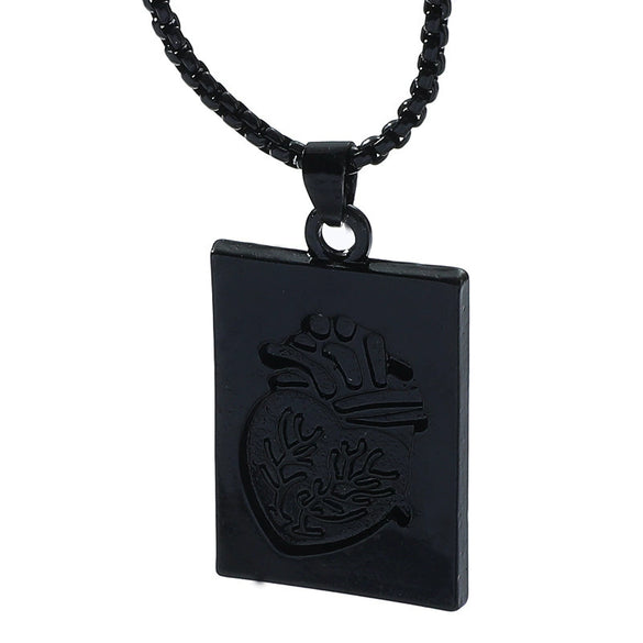 Wholesale Couple Pendant Necklace Alloy Heart Geometric Electroplating Square Pearl Chain
