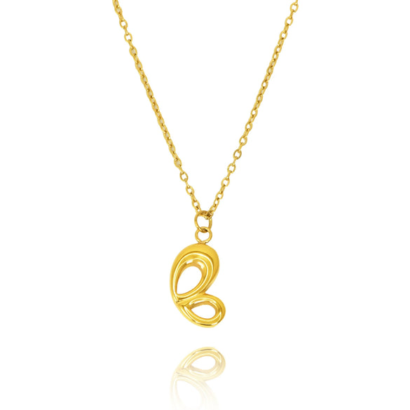 Wholesale Couple Pendant Titanium Steel Electroplated Gold With Heart Butterfly And Letter Number Text Patterns For Women