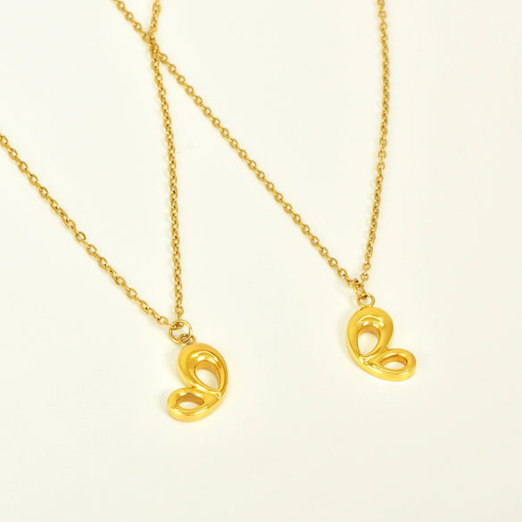 Wholesale Couple Pendant Titanium Steel Electroplated Gold With Heart Butterfly And Letter Number Text Patterns For Women